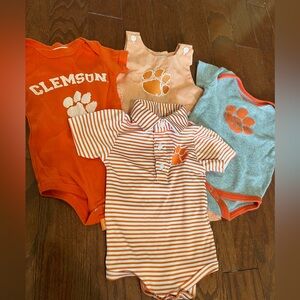4 pack Clemson Tiger baby clothes set